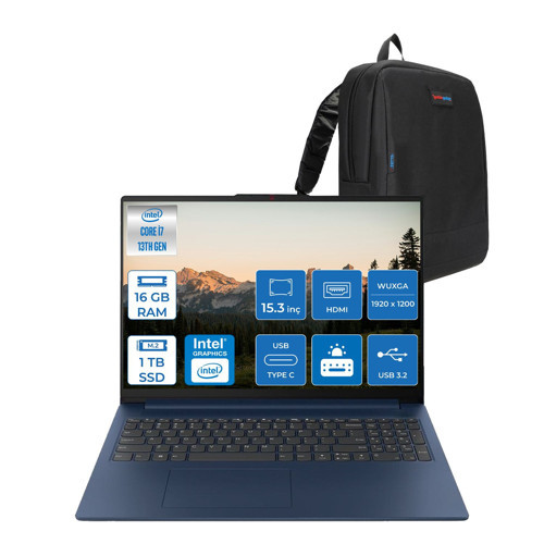 Ideapad Slim 3 15IRH10 Intel Core I7 13620H 16GB 1tb SSD Freedos 15.3" Wuxga (1920X1200) IPS 300NITS Taşınabilir Bilgisayar 83K10061TRF03 + Zetta Çanta