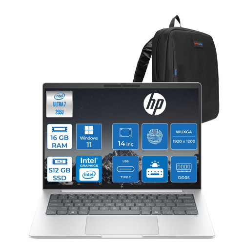 Elitebook 8 G1I Intel® Core Ultra 7 255U 16GB Ddr5 512GB SSD Intel® Grafik Kartı 14"wuxga (1920 x 1200), IPS,300 Nits, WIN11HOME Taşınabilir Bilgisayar CS7R0ETH02+ZETTAÇANTA