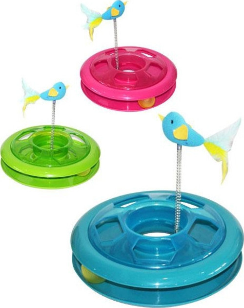 Spiral Kuşlu Oyun Çemberi Kedi Oyuncağı 26 cm