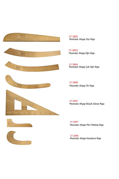 Moonstar Ahşap Riga Cetvel Takım (7 Parça)