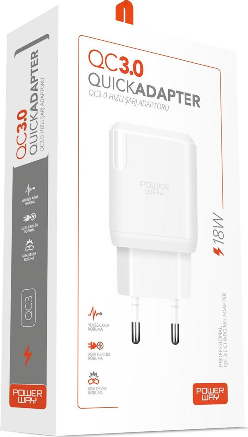 QC3 Tüm Telefonlara Uyumlu 3.0 Amper 18W Hızlı Şarj Başlığı (Orjinal 3.0 Amper Garantili)