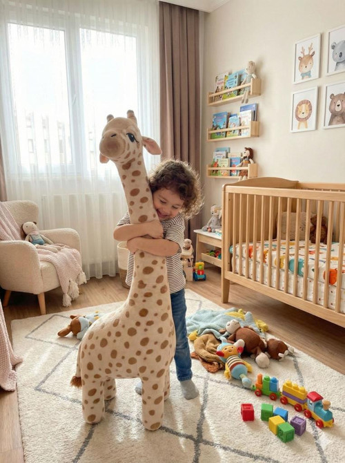 Zürafa Peluş Oyuncak Oyun Arkadaşım Yastık 100 Cm KAHVERENGİ