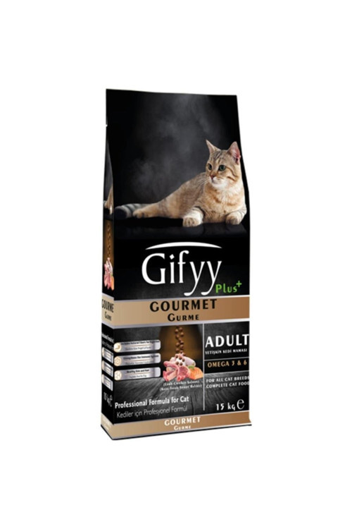 GIFYY Gurme Yetişkin Kedi Maması 15 KG - Kuzu Etli, Balık Yağlı, Vitamin Destekli Premium Mama