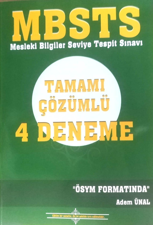 MESLEKİ BİLGİLER SEVİYE TESPİT SINAVI 4 ÇÖZÜMLÜ DENEME (MBSTS)