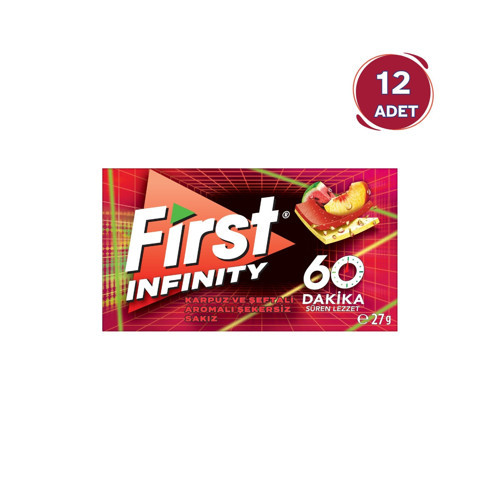 Infinity 60 Dakika Karpuz & Şeftali Aromalı Şekersiz Sakız - 12 Adet