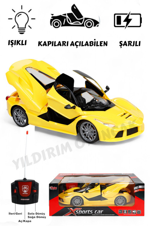 Uzaktan Kumandalı Full Fonksiyon Şarjlı Işıklı 1:18 Kapı Ve Bagajı Açılan Lamborghini Spor Araba