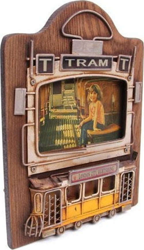 Dekoratif Metal Çerçeve Tramvay Dekorlu Vintage Hediyelik
