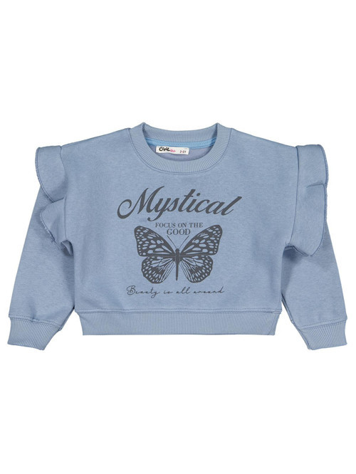 Kelebek Baskılı 2-5 Yaş Sweatshirt - Mavi 2-3 Yaş