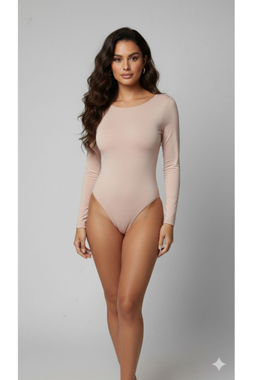 Bisiklet Yaka Uzun Kollu Çıtçıtlı Body Zıbın