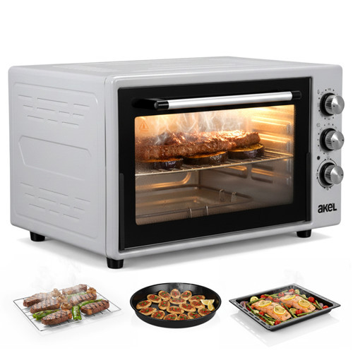 AF930L 45 lt Gri Midi Fırın, İç aydınlatmalı, Zaman Ayarlı, Izgara ve Fırın, 2 Tepsi 1 Tel Izgara