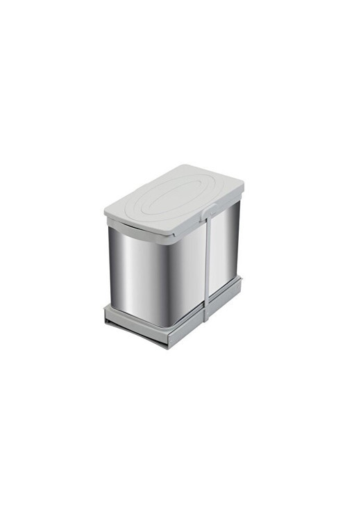 P-9455 12+12 Litre Gri Teleskopik Raylı Paslanmaz Çöp Kovası (P-9455)