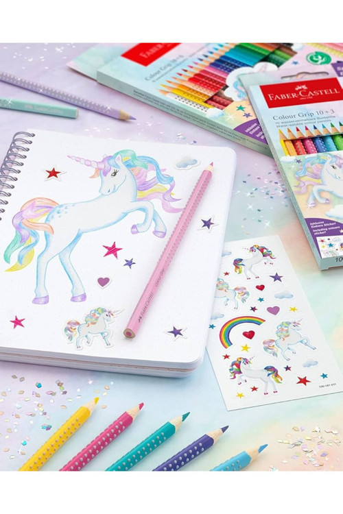 Faber Castell Unicorn Grip Jumbo Boya Kalemi 8+2 Renk, Ergonomik Gövde, Canlı ve Parlak Renkler,Dayanıklı Kalın Uç 2