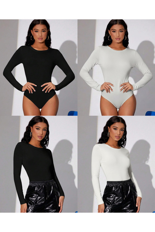Bisiklet Yaka Uzun Kollu Çıtçıtlı Body Zıbın