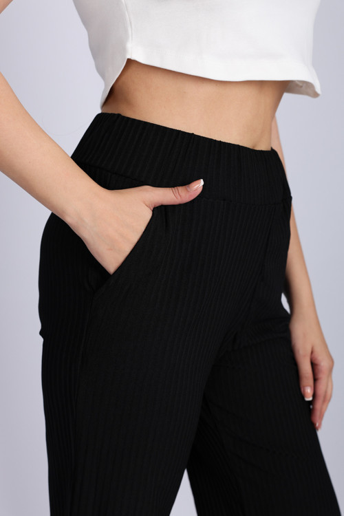 Cepli Rahat Kesim Fitilli Örme Kadın Eşofman & Pantalon