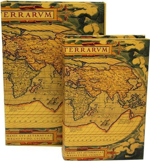 Kutu Kitap Harita 2'li Set Dekoratif Hediyelik