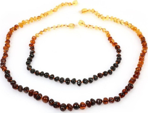 Doğal Kehribar Anne Bebek Kehribar Kolye Seti Amber074