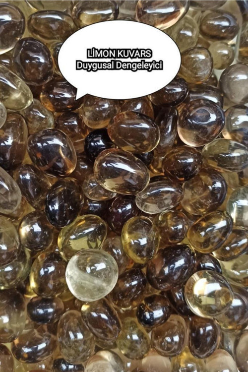 Duygusal Dengeleyici Taşı Limon Kuvars Doğal Taş Tamburlanmış Parça