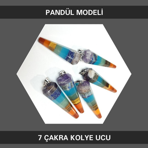 Pandül Modeli Doğal 7 Çakra Taşı Doğal Taş Kolye Ucu