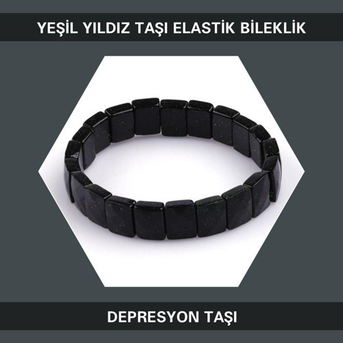Depresyon Taşı Yeşil Yıldız Doğal Taşı Elastik Bileklik Db142