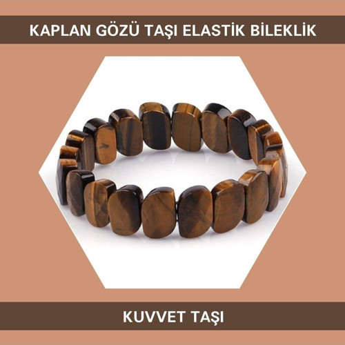 Kuvvet Taşı Kaplan Gözü Doğal Taş Elastik Bileklik Db138