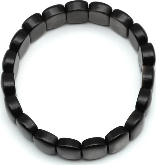 Silver Obsidyen Doğal Taş Bileklik 10 x 13 mm Özel Kesim SAHIDB187