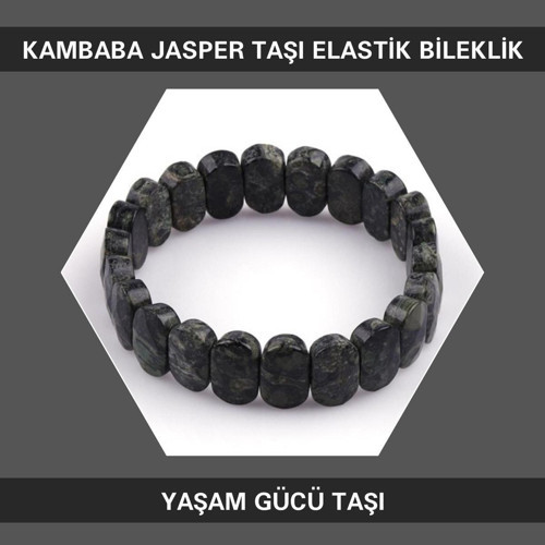 Yaşam Gücü Taşı Kambaba Jasper Doğal Taşı Elastik Bileklik Db155
