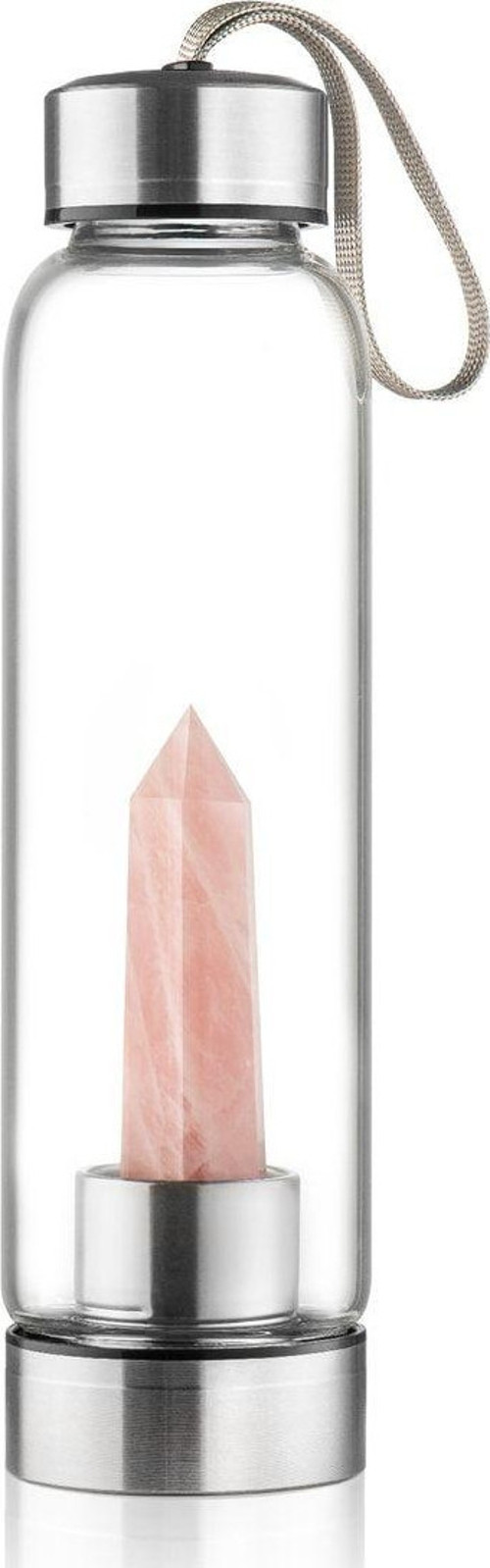Pembe Kuvars Doğal Taş Su Şişesi 550 ml