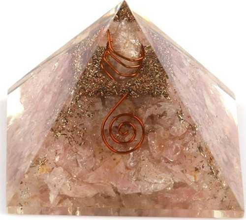 Pembe Kuvars Taşından Orgonit Piramit
