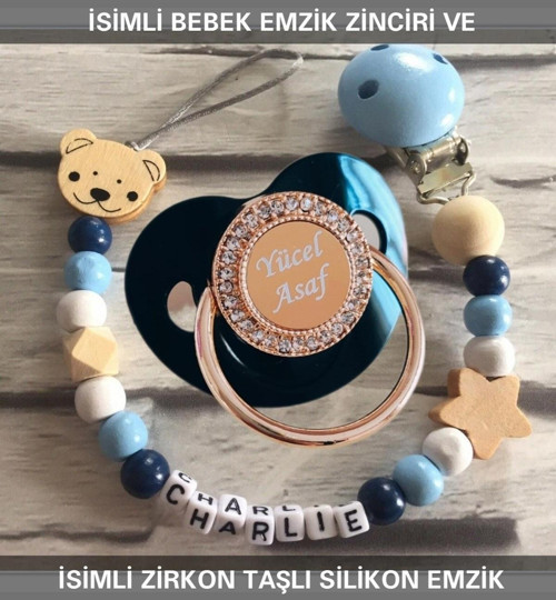 İsimli Bebek Emzik Zinciri Ve İsimli Silikon Emzik Seti