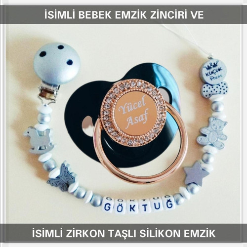 İsimli Bebek Emzik Zinciri Ve İsimli Silikon Emzik Seti