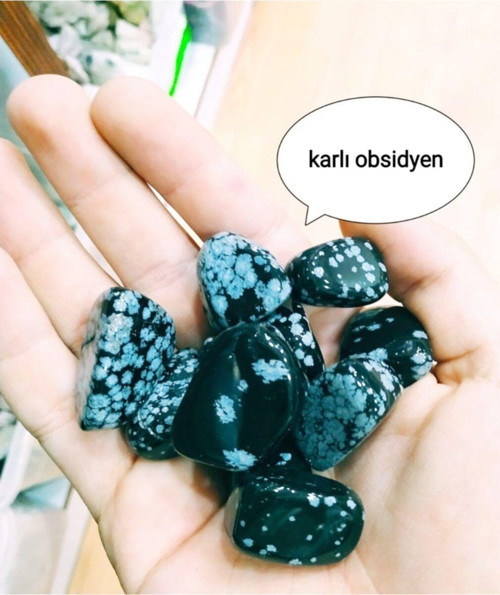 Karlı Obsidyen Doğal Taş Tamburlanmış Parça Stres Taşları