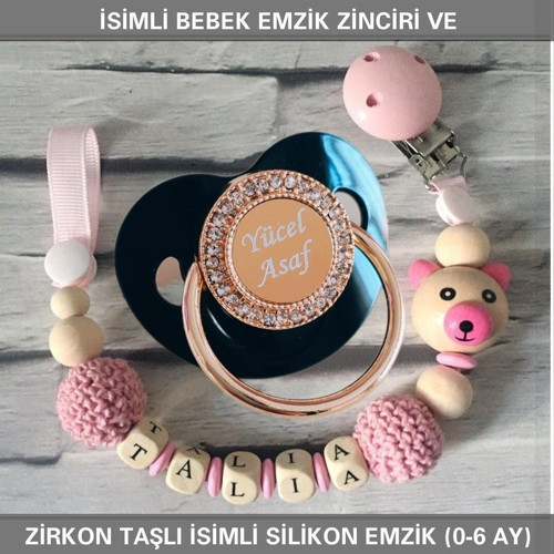 İsimli Emzik Zinciri ve İsimli Silikon Emzik (0-6 Ay) BEZYI454