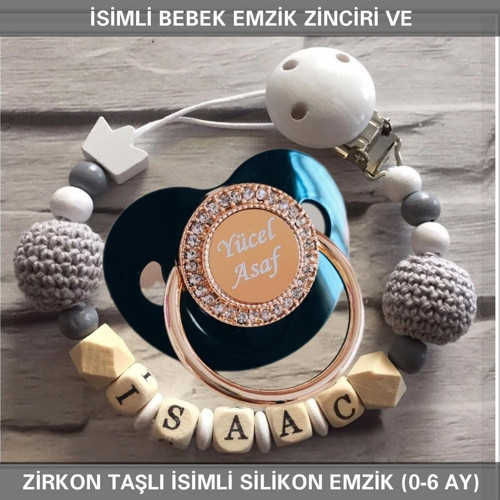 İsimli Emzik Zinciri ve İsimli Silikon Emzik (0-6 Ay) BEZYI458