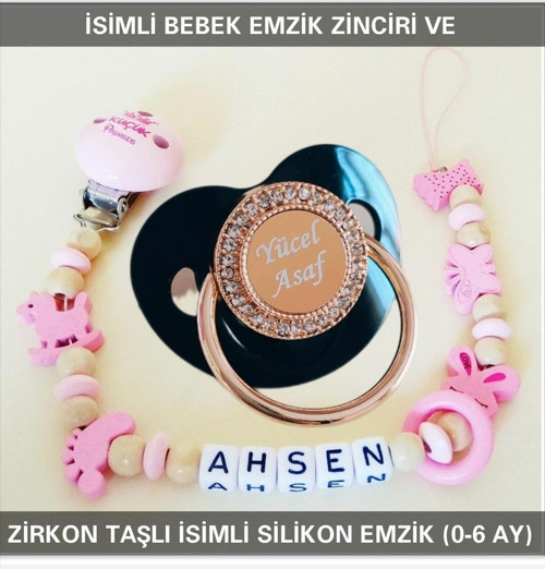 İsimli Emzik Zinciri ve İsimli Silikon Emzik (0-6 Ay) BEZYI489