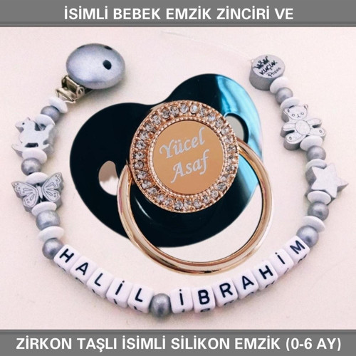 İsimli Emzik Zinciri ve İsimli Silikon Emzik (0-6 Ay) BEZYI498