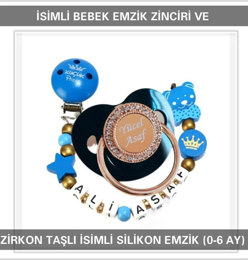 İsimli Emzik Zinciri ve İsimli Silikon Emzik (0-6 Ay) BEZYI500