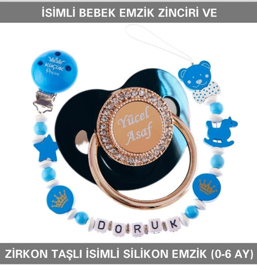 İsimli Emzik Zinciri ve İsimli Silikon Emzik (0-6 Ay) BEZYI512