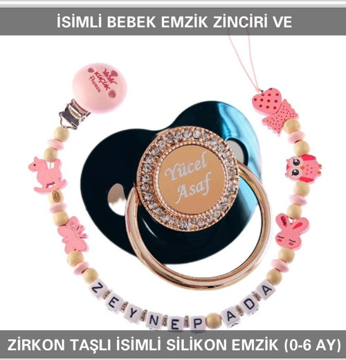 İsimli Emzik Zinciri ve İsimli Silikon Emzik (0-6 Ay) BEZYI513
