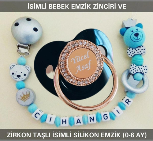 İsimli Emzik Zinciri ve İsimli Silikon Emzik (0-6 Ay) BEZYI527