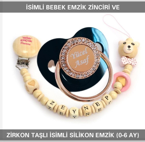 İsimli Emzik Zinciri ve İsimli Silikon Emzik (0-6 Ay) BEZYI537