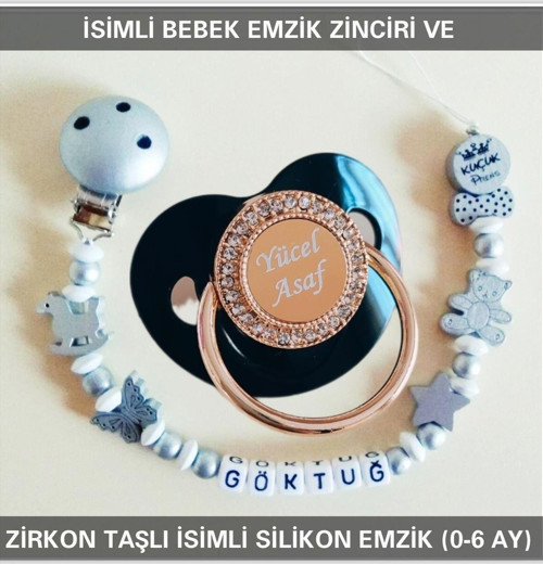 İsimli Emzik Zinciri ve İsimli Silikon Emzik (0-6 Ay) BEZYI539