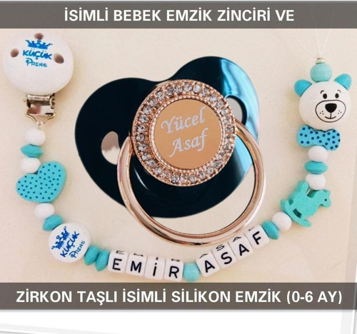 İsimli Emzik Zinciri ve İsimli Silikon Emzik (0-6 Ay) BEZYI541