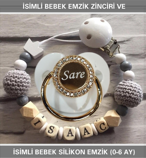 İsimli Bebek Emzik Zinciri Ve Bebek Silikon Emzik