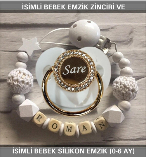 İsimli Bebek Emzik Zinciri Ve Bebek Silikon Emzik
