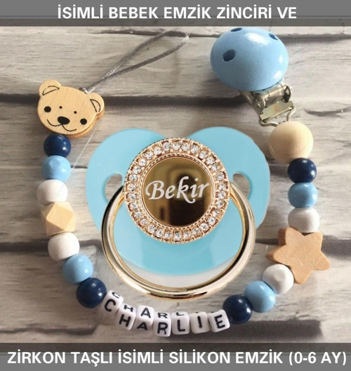 İsimli Bebek Emzik Zinciri Ve İsimli Bebek Silikon Emzik (0-6 Ay