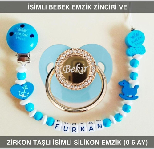 İsimli Bebek Emzik Zinciri Ve İsimli Bebek Silikon Emzik (0-6 Ay