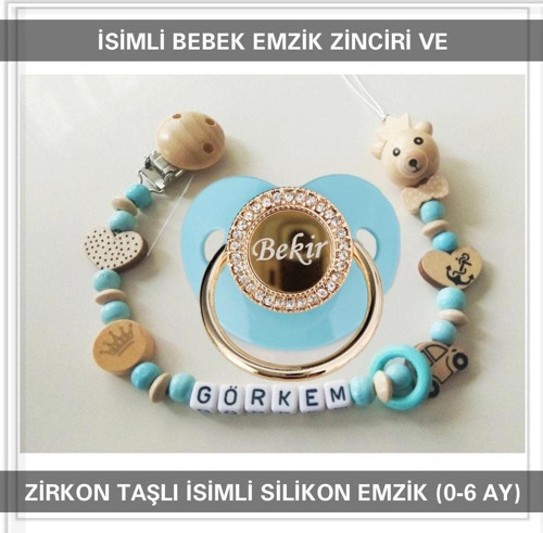 İsimli Bebek Emzik Zinciri Ve İsimli Bebek Silikon Emzik (0-6 Ay