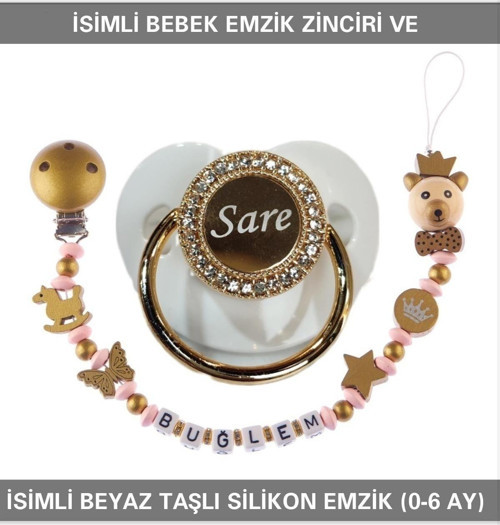 İsimli Bebek Emzik Zinciri Ve İsimli Bebek Silikon Emzik (0-6 Ay