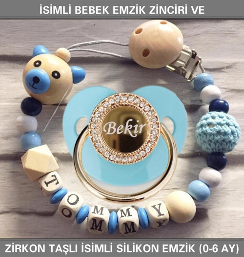İsimli Bebek Emzik Zinciri Ve İsimli Bebek Silikon Emzik (0-6 Ay