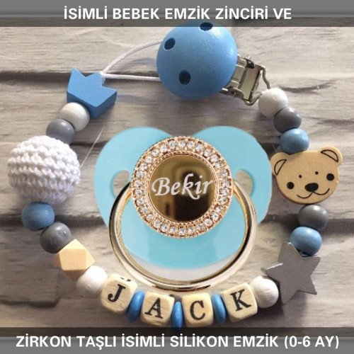 İsimli Bebek Emzik Zinciri Ve İsimli Bebek Silikon Emzik (0-6 Ay
